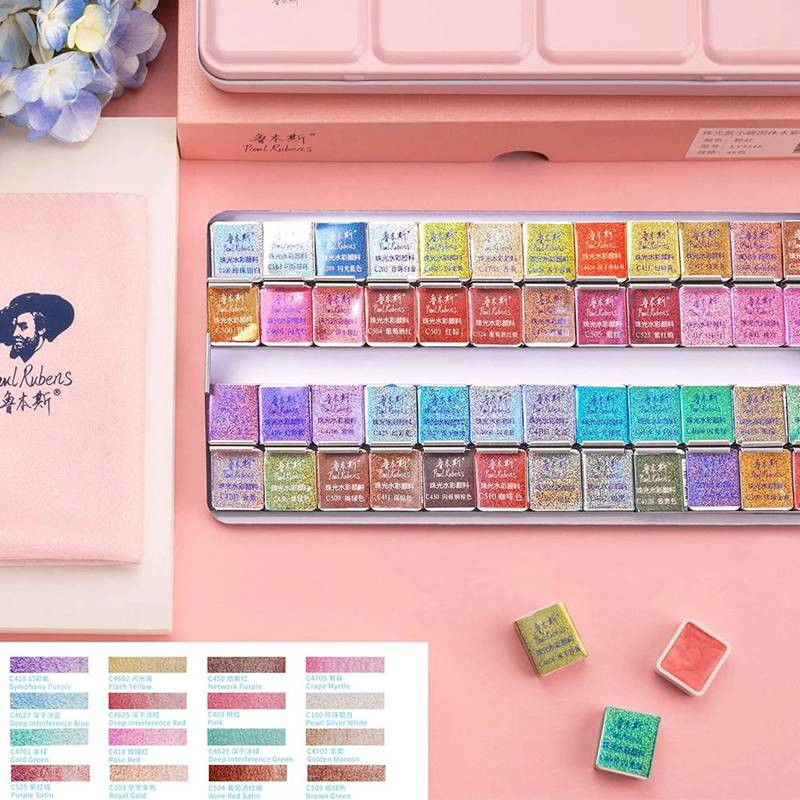 Watercolor Paint Set Solid Pigment - بول روبنز المهنية 48 ألوان لامع