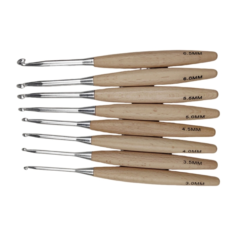 Wooden Crochet Hooks Ergonomic Handle - 97BA قبضة مريحة، إبرة كروشيه، مقبض