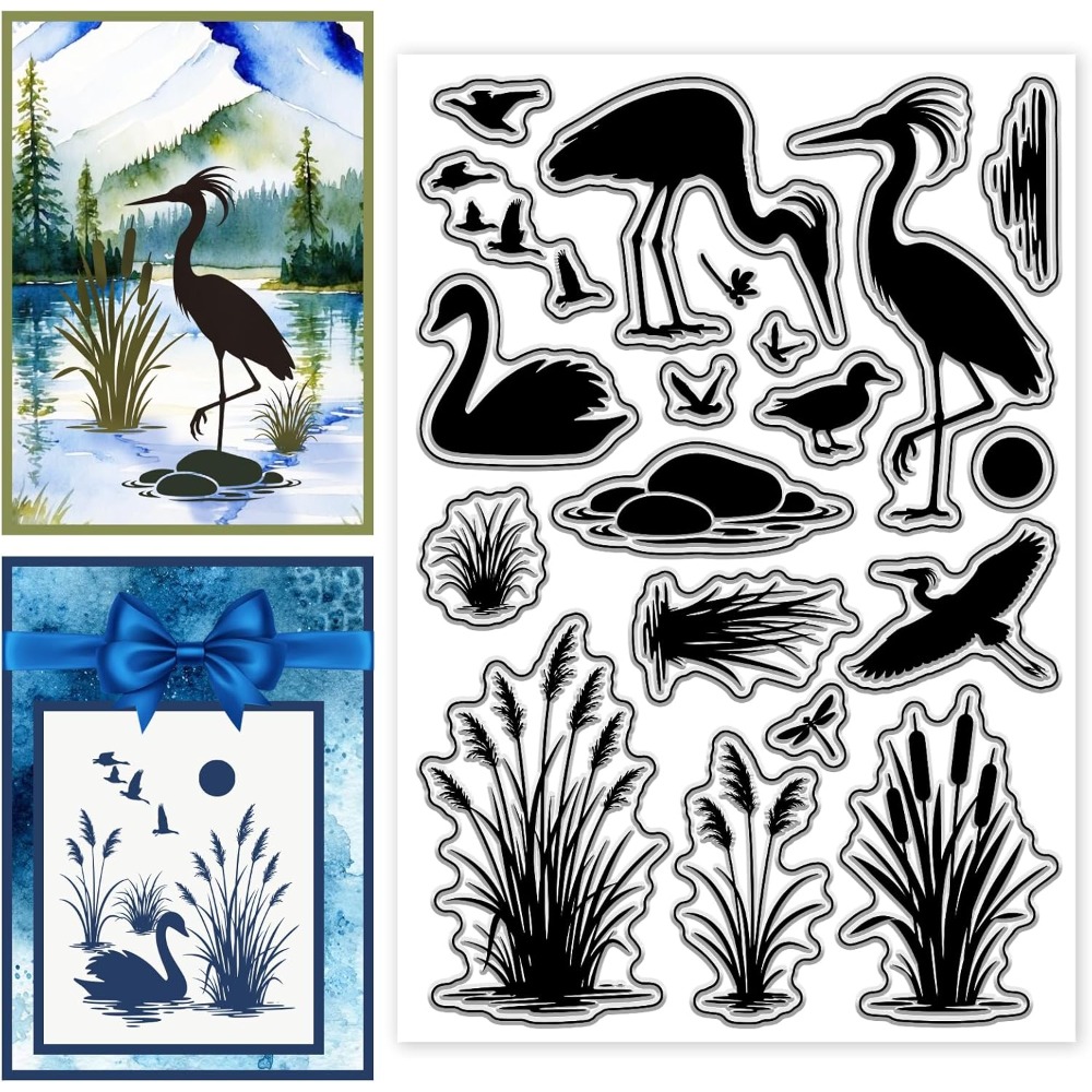 Clear Silicone Stamps For Card Making - أختام سيليكون شفافة بنمط طيور الأراضي