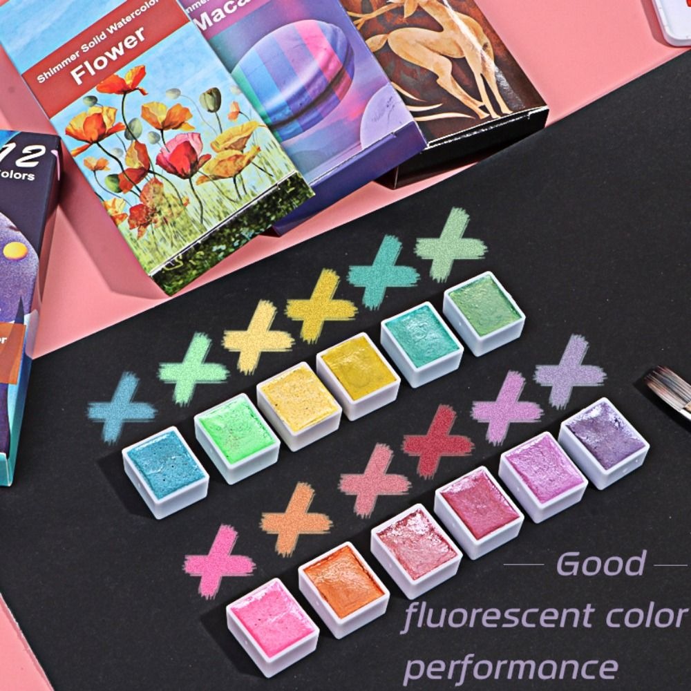 Watercolor Paint Set Solid Pigment - مجموعة الطلاء بالألوان المائية الصلبة المحمولة