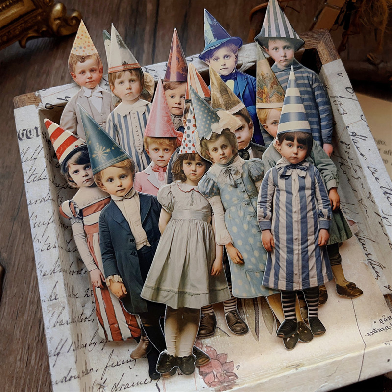Vintage Junk Journal Scrapbooking Paper - 15 قطعة من دمى الورق الكرتونية