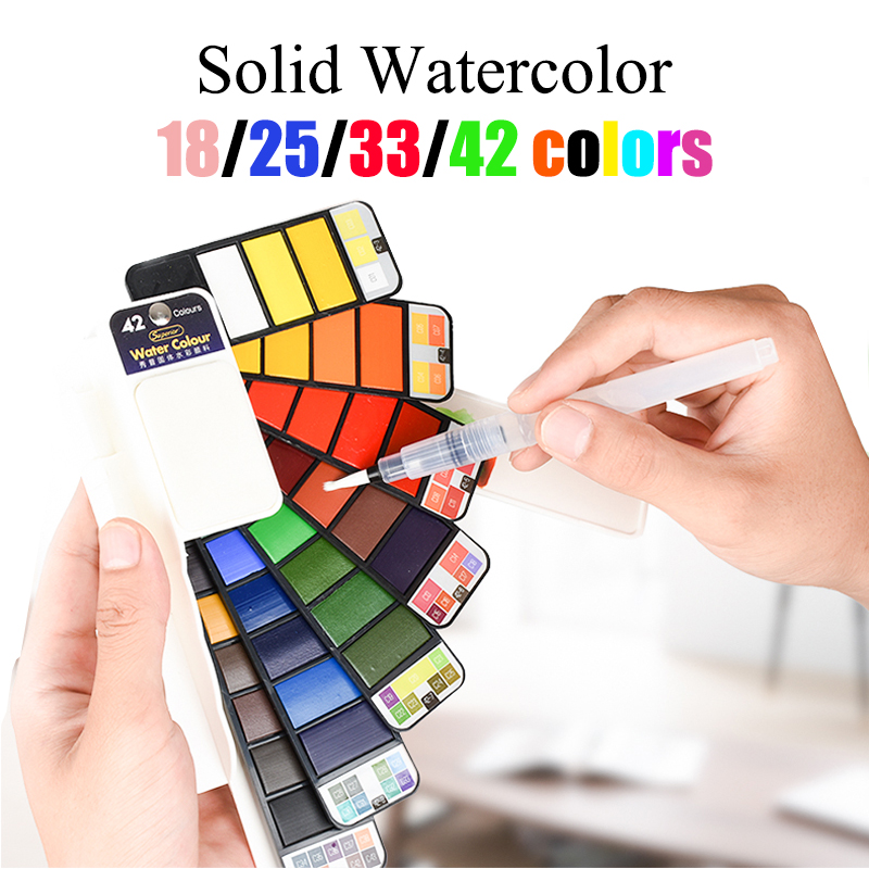 Watercolor Paint Set Solid Pigment - 18/25/33/42 ألوان مائية صلبة مجموعة دوامة