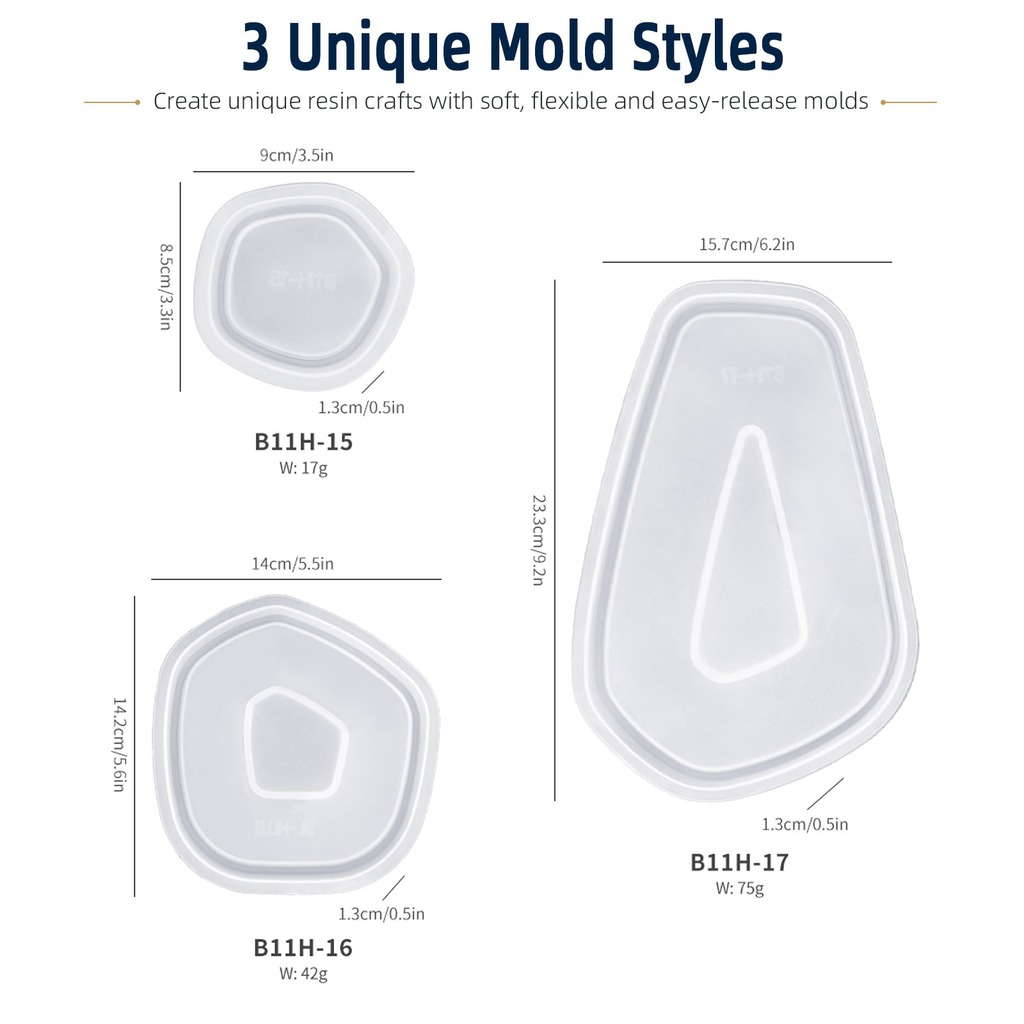 Silicone Epoxy Resin Molds Set - مجموعة قوالب سيليكون راتنجية غير منتظمة