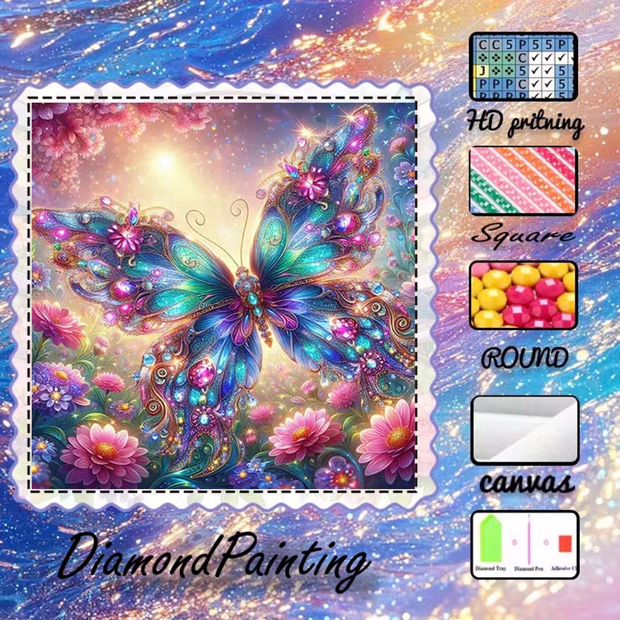 5D Diamond Painting Kit Full Drill - قطعة واحدة من قماش الفلوكنج ثلاثي