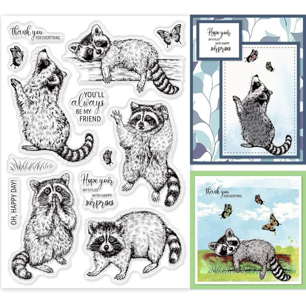 Clear Silicone Stamps For Card Making - راكون واقعية طوابع واضحة ، حيوانات