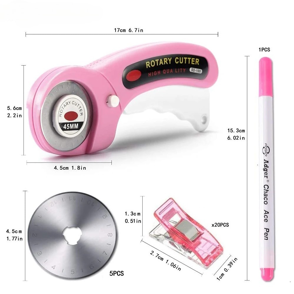 Rotary Cutter For Fabric 45Mm - مجموعة قاطع دوار 45 مم مع