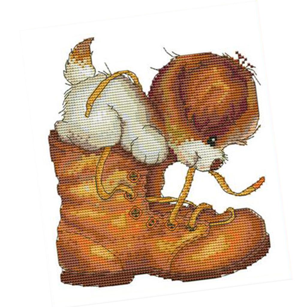 Cross Stitch Stamped Kits Beginners - مجموعات تطريز مطبوعة مسبقًا بتصميمات حيوانات،