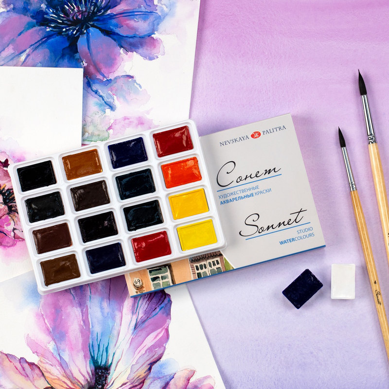 ألوان مائية صلبة من روسيا وايت - مراجعة Watercolor Paint Set Solid Pigment وسعره