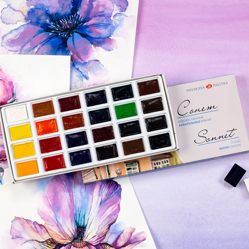 ألوان مائية صلبة من روسيا وايت - مراجعة Watercolor Paint Set Solid Pigment وسعره