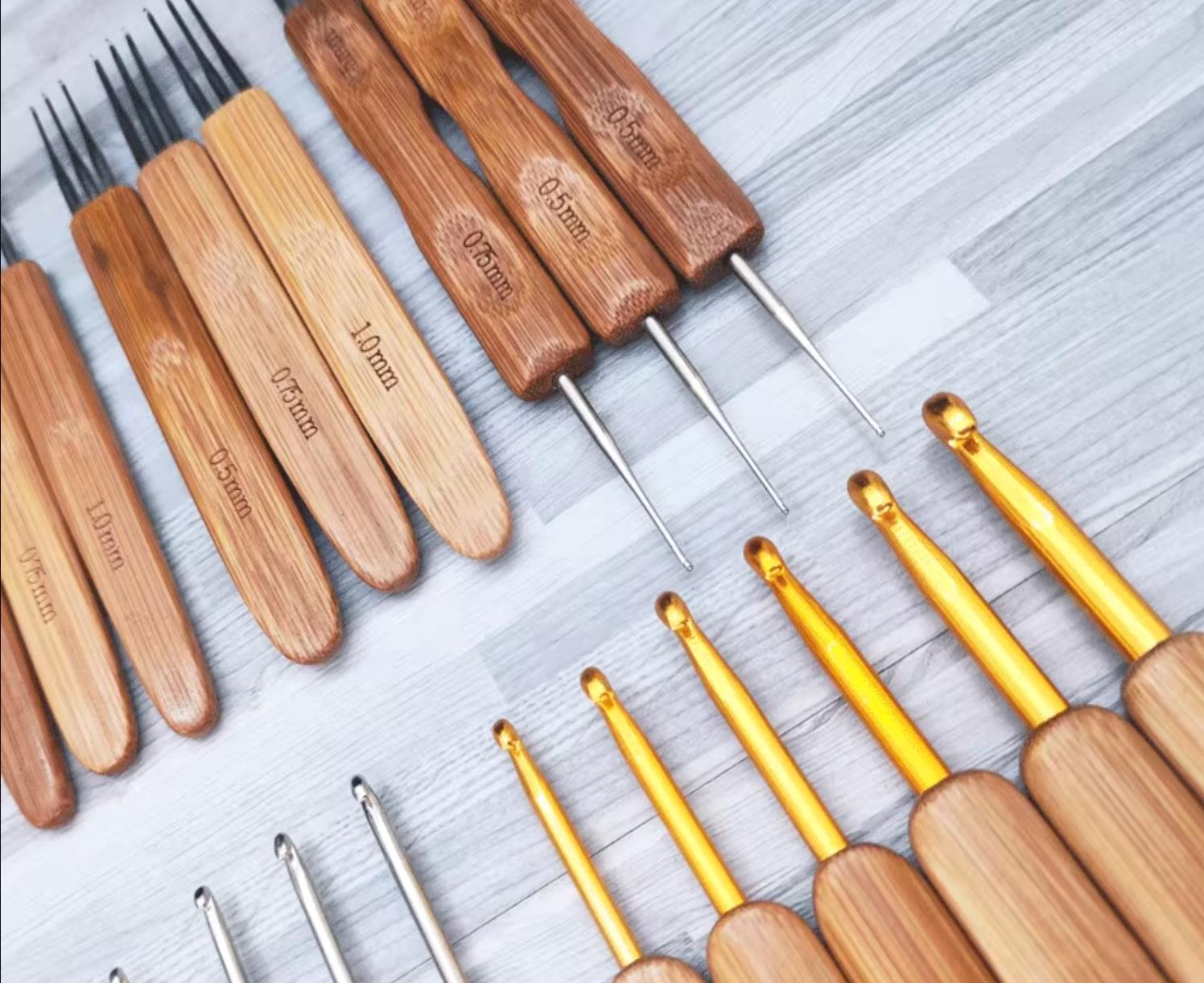 الخيزران مقبض خشبي الكروشيه ال - مراجعة Wooden Crochet Hooks Ergonomic Handle وسعره