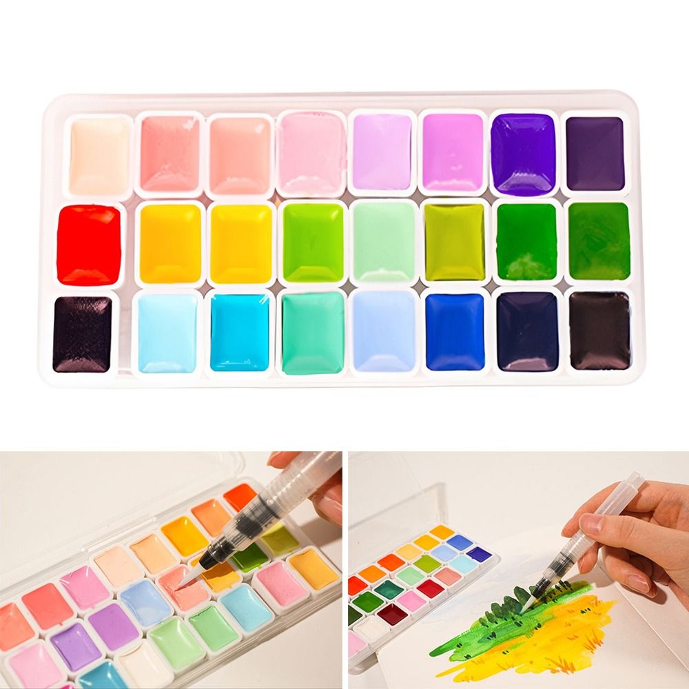 مجموعة ألوان مائية 24 لونًا، ك - مراجعة Watercolor Paint Set Solid Pigment وسعره
