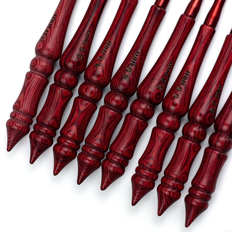 8 قطعة مقبض خشبي إبرة كروشيه خ - مراجعة Wooden Crochet Hooks Ergonomic Handle وسعره