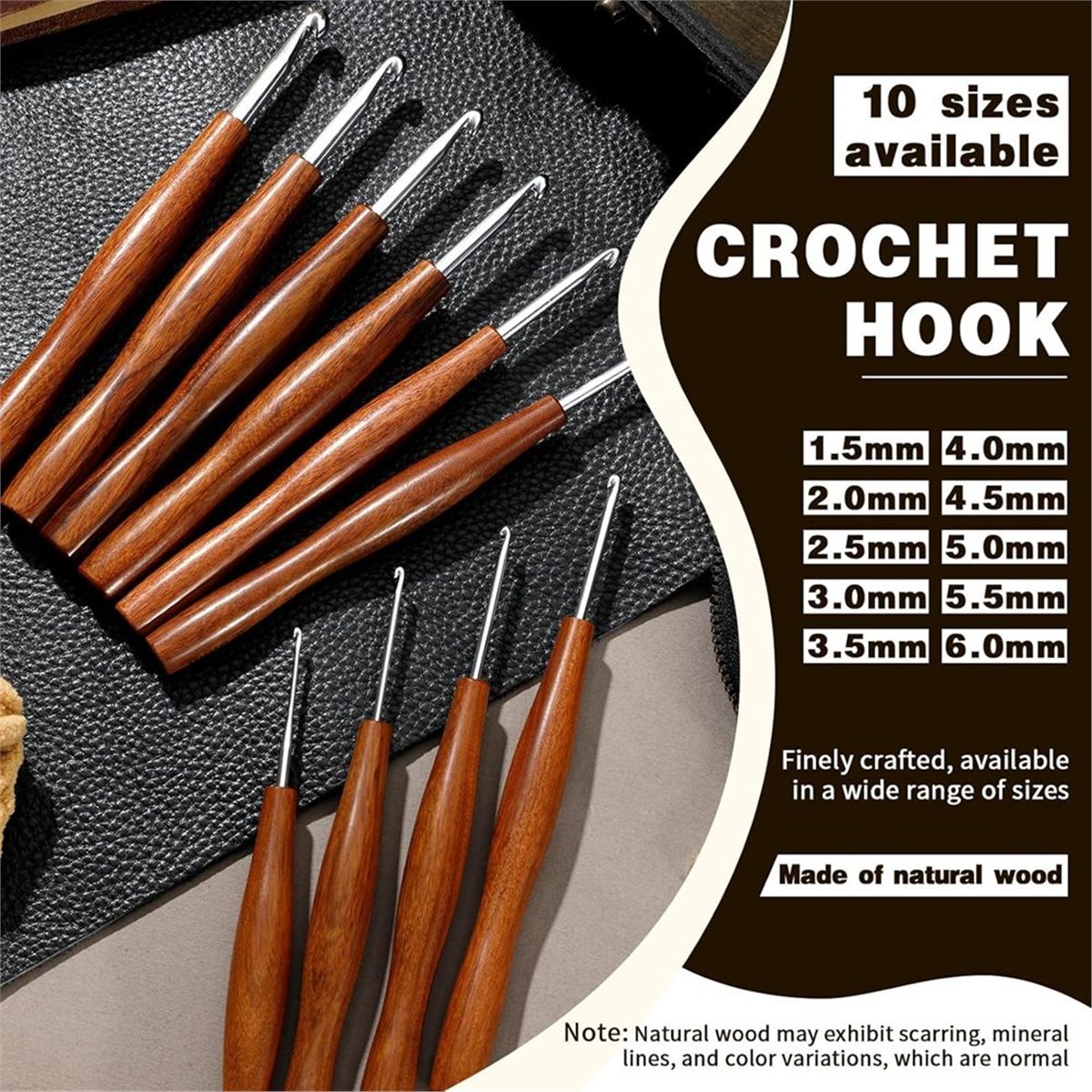 مجموعة من 5 إبر كروشيه AT16، إ - مراجعة Wooden Crochet Hooks Ergonomic Handle وسعره