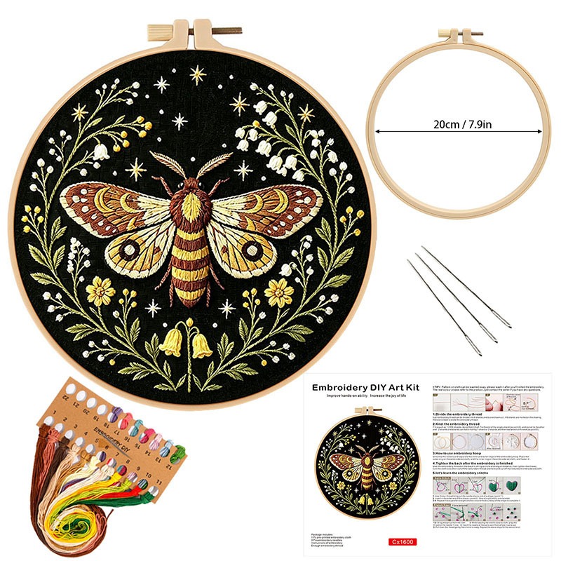 طقم تطريز يدوي بتصميم فراشة وز - مراجعة Cross Stitch Stamped Kits Beginners وسعره
