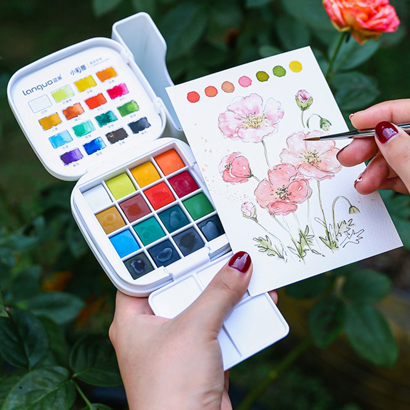 LANGUO 16 ألوان مجموعة الطلاء  - مراجعة Watercolor Paint Set Solid Pigment وسعره