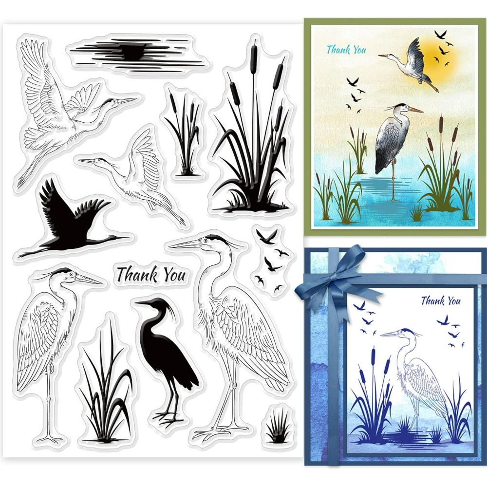 هيرون واضح Stamps الأراضي الرط - مراجعة Clear Silicone Stamps For Card Making وسعره