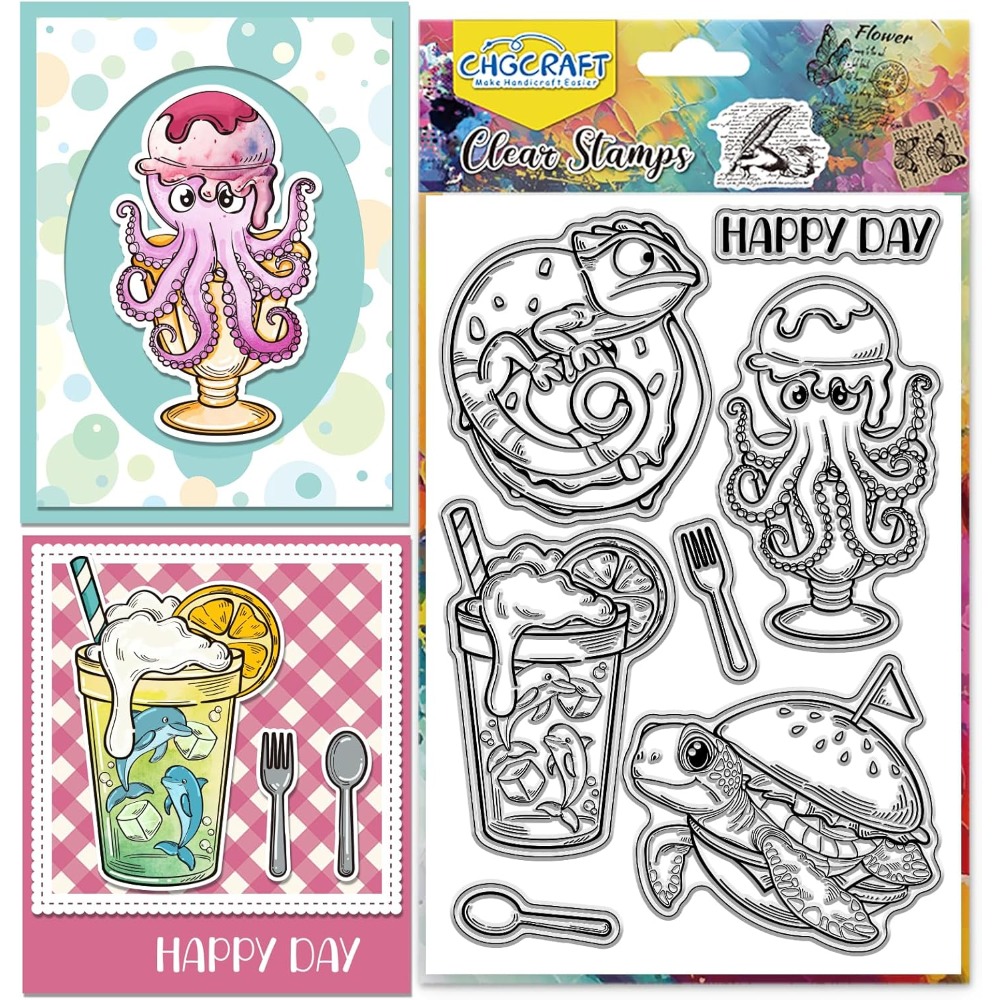 الحيوانات البحرية واضح Stamps  - مراجعة Clear Silicone Stamps For Card Making وسعره