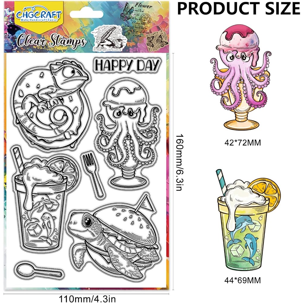 الحيوانات البحرية واضح Stamps  - مراجعة Clear Silicone Stamps For Card Making وسعره