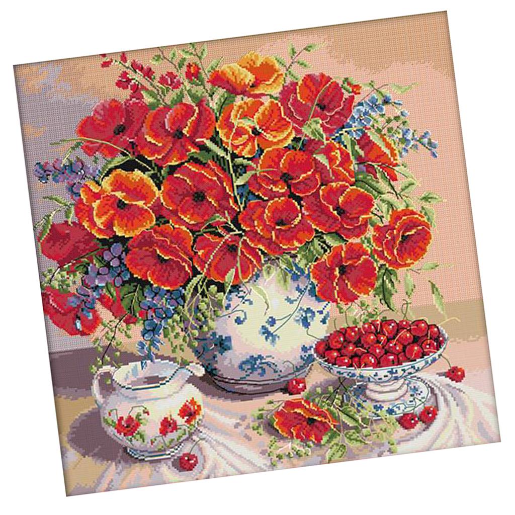 مجموعات تطريز مطبوعة بنمط زهور - مراجعة Cross Stitch Stamped Kits Beginners وسعره