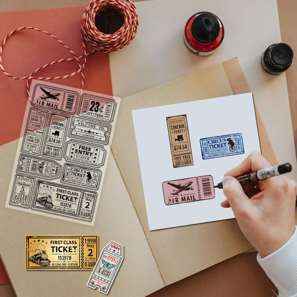 ختم واضح لتذكرة عتيقة لقطار ال - مراجعة Clear Silicone Stamps For Card Making وسعره